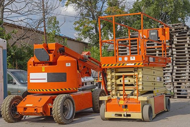 forklift carrying pallets in a warehouse in Ben Lomond, CA